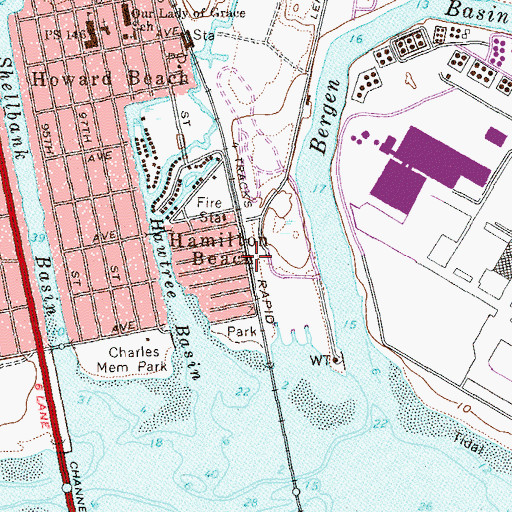 Topographic Map of Hamilton Beach, NY