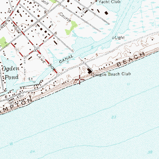 Topographic Map of Hampton Beach, NY