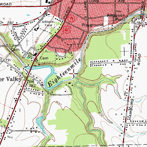 Topographic Map of Hampton Brook, NY