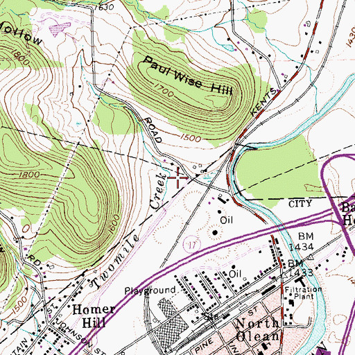Topographic Map of Hannigan Hollow, NY