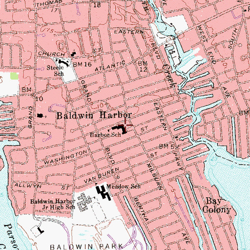 Topographic Map of Harbor School, NY