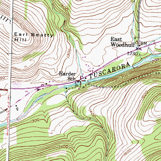 Topographic Map of Harder School (historical), NY