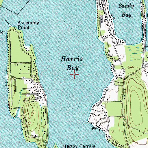 Topographic Map of Harris Bay, NY
