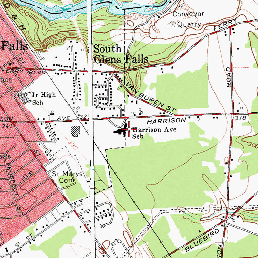 Topographic Map of Harrison Avenue Elementary School, NY