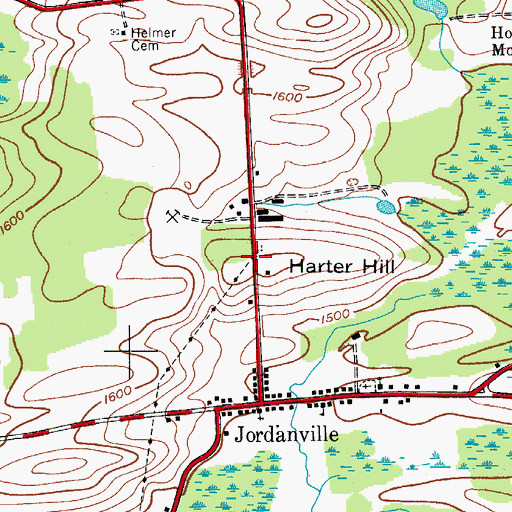 Topographic Map of Harter Hill, NY