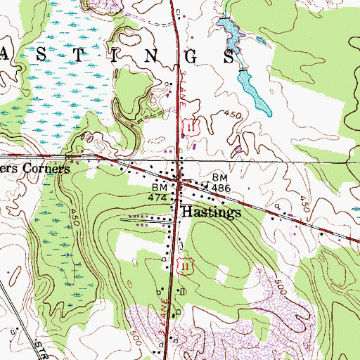 Topographic Map of Hastings, NY