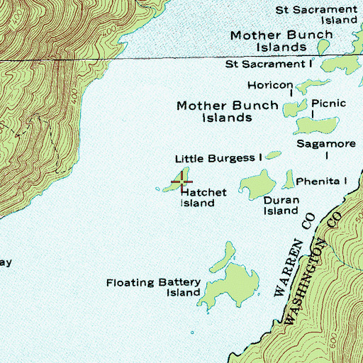 Topographic Map of Hatchet Island, NY
