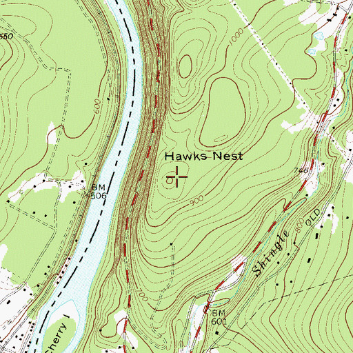 Topographic Map of Hawks Nest, NY