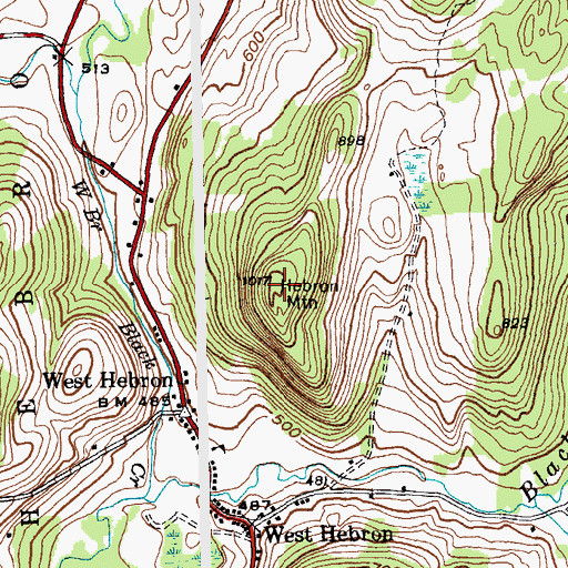 Topographic Map of Hebron Mountain, NY
