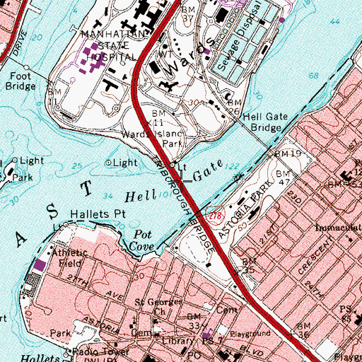 Topographic Map of Hell Gate, NY