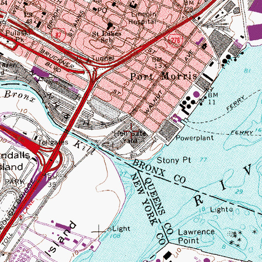 Topographic Map of Hell Gate Yard, NY