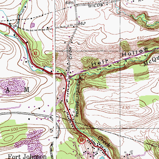 Topographic Map of Hell Hollow, NY