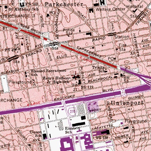 Topographic Map of Intermediate School 125, NY