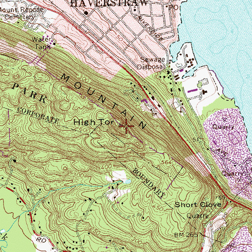 Topographic Map of High Tor, NY