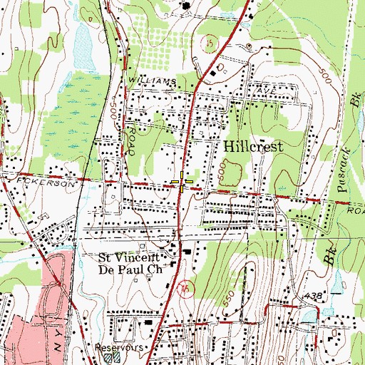 Topographic Map of Hillcrest, NY