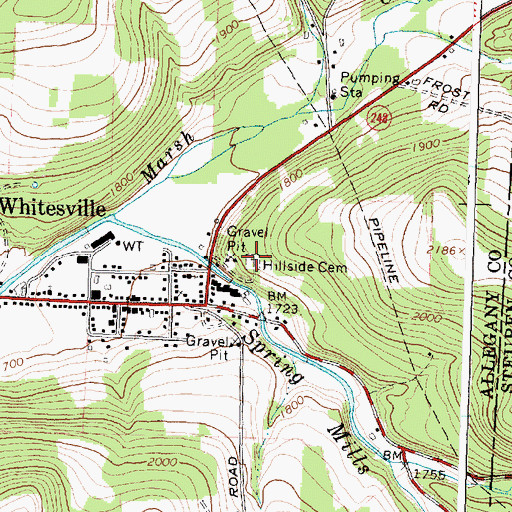 Topographic Map of Hillside Cemetery, NY