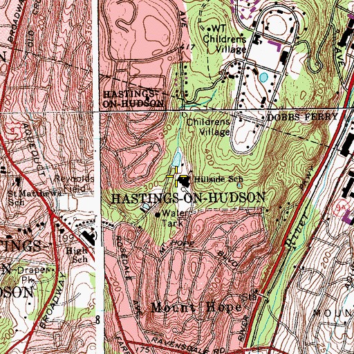 Topographic Map of Hillside Elementary School, NY