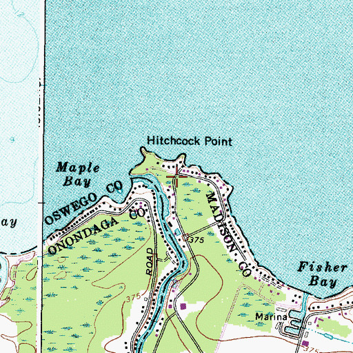 Topographic Map of Hitchcock Point, NY