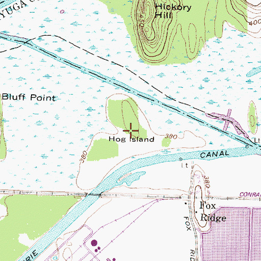Topographic Map of Hog Island, NY