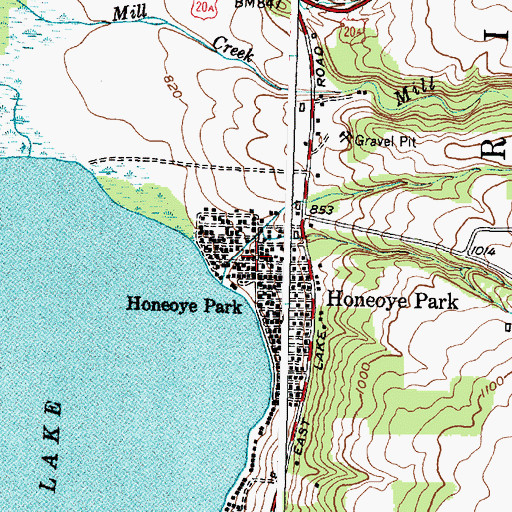 Topographic Map of Honeoye Park, NY