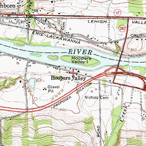 Topographic Map of Hoopers Valley, NY