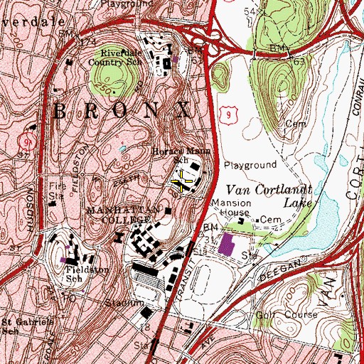 Topographic Map of Horace Mann High School, NY