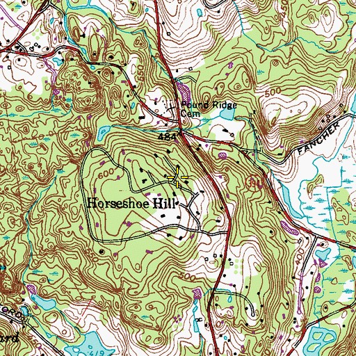 Topographic Map of Horseshoe Hill, NY