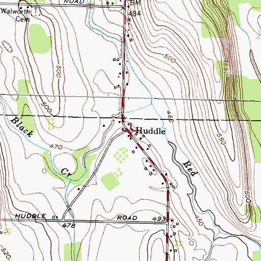 Topographic Map of Huddle, NY