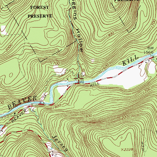 Topographic Map of Huggins Hollow, NY