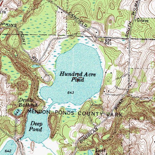 Topographic Map of Hundred Acre Pond, NY