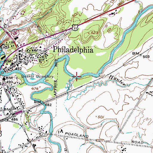 Topographic Map of Hunter Creek, NY