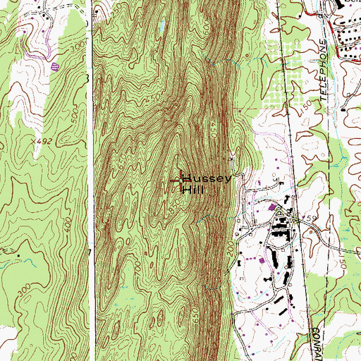 Topographic Map of Hussey Hill, NY