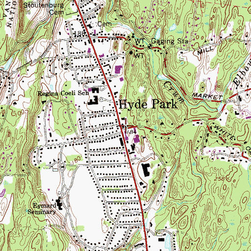 Topographic Map of Hyde Park, NY