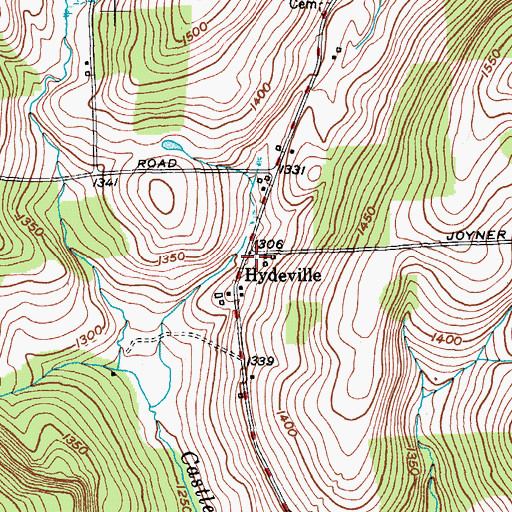 Topographic Map of Hydeville, NY
