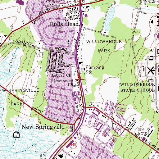 Topographic Map of Immanuel Church, NY