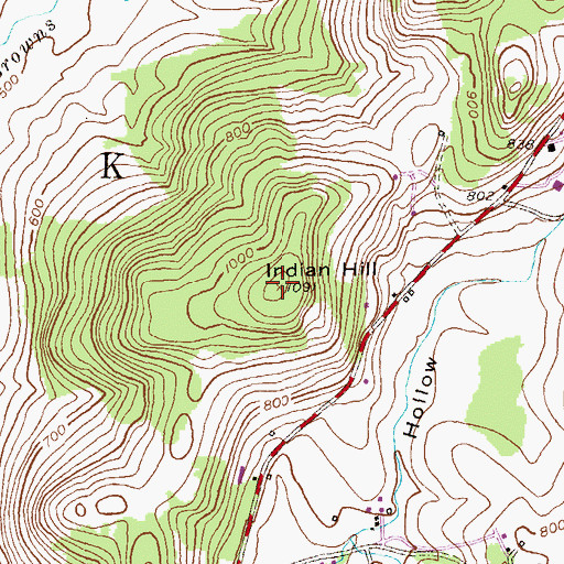 Topographic Map of Indian Hill, NY