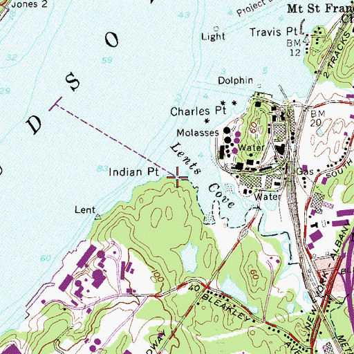 Topographic Map of Indian Point, NY
