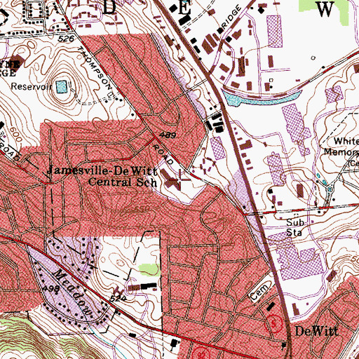 Topographic Map of Jamesville-DeWitt Central School, NY