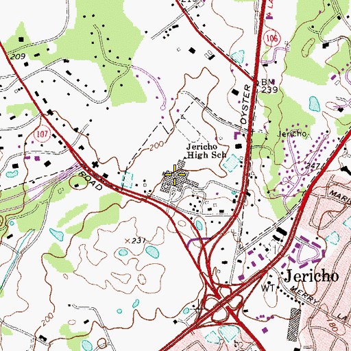 Topographic Map of Jericho High School, NY