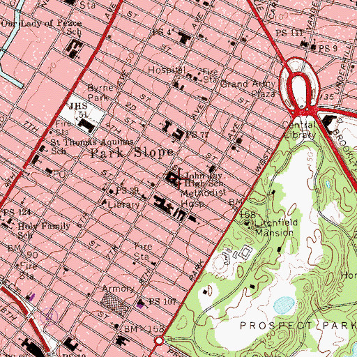 Topographic Map of John Jay High School, NY