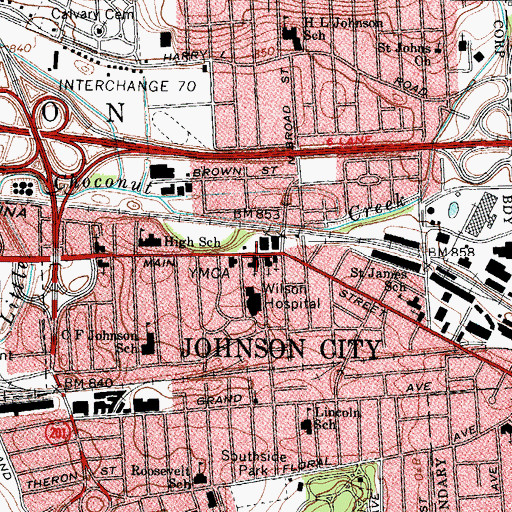 Topographic Map of Johnson City, NY