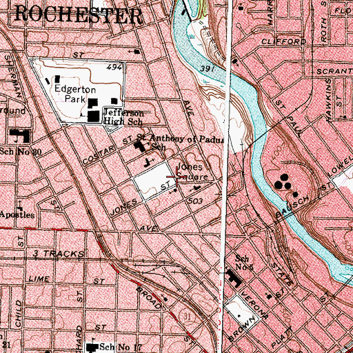 Topographic Map of Jones Square, NY