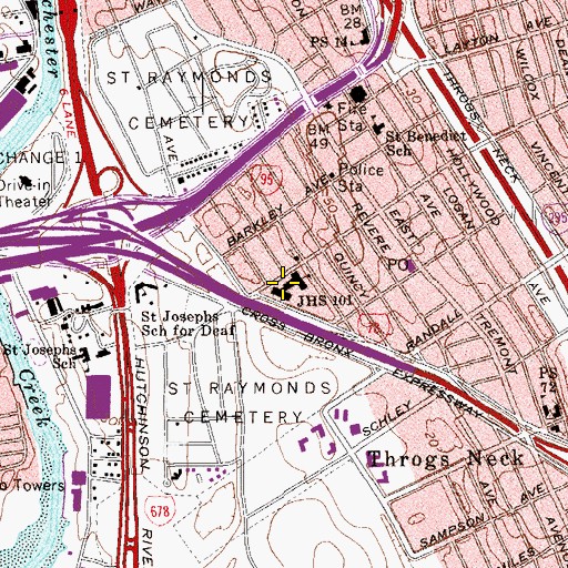 Topographic Map of Middle School X101 Edward R Byrne, NY