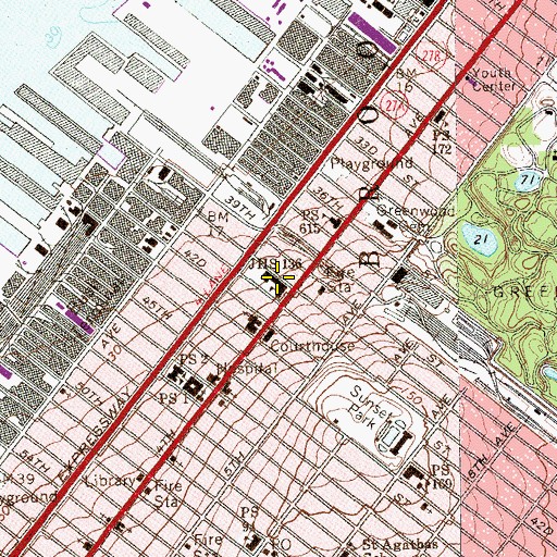 Topographic Map of Middle School 136, NY