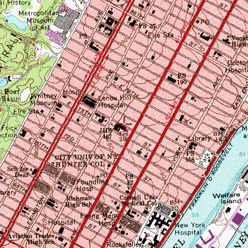 Topographic Map of Junior High School 167, NY