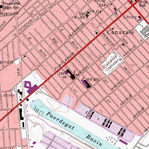 Topographic Map of Intermediate School 68, NY