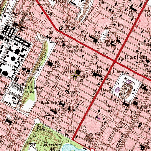 Topographic Map of Junior High School 81, NY