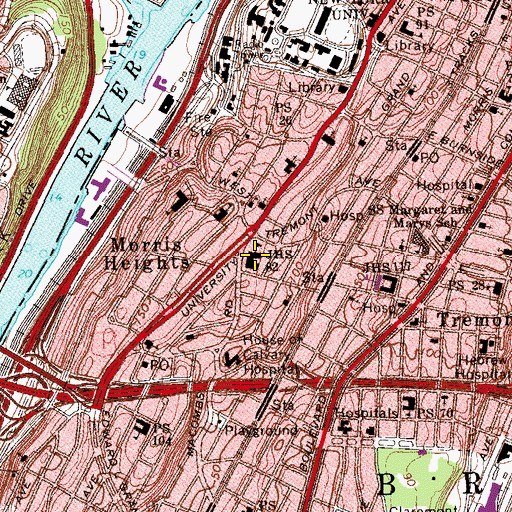 Topographic Map of Junior High School 82, NY