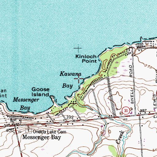 Topographic Map of Kawana Bay, NY