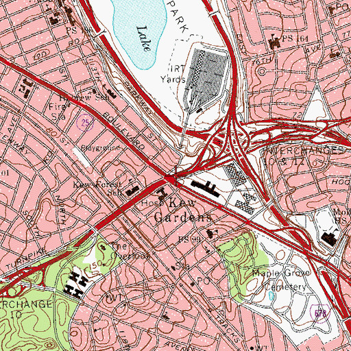 Topographic Map of Kew Gardens, NY